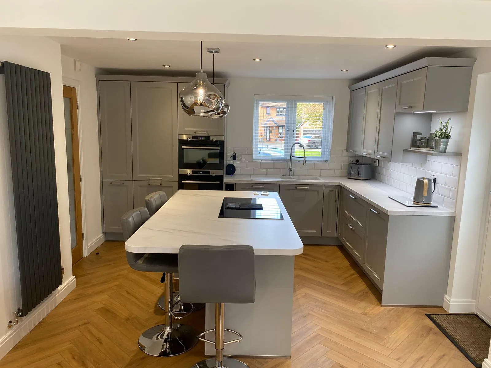 kitchen with wooden floor